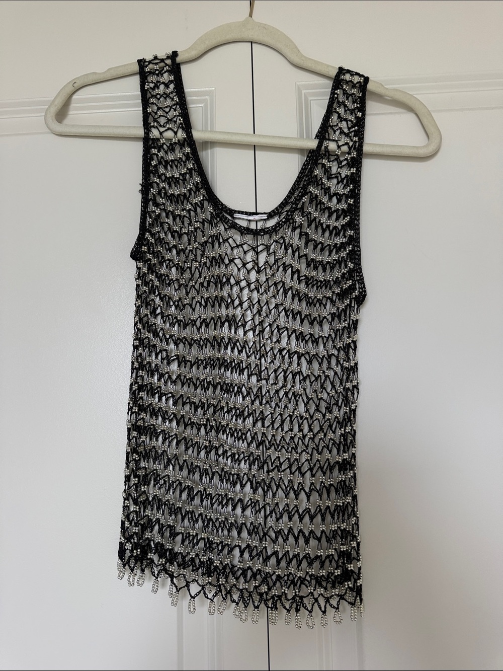 Black Sheer Beaded Top